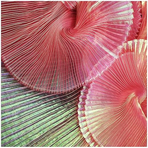 M105F12 Tissu plissé en organza plissé pour modélisation et décoration de créateur, 144,8 cm de large (vert, 2 m étiré) - Nail Gallerys