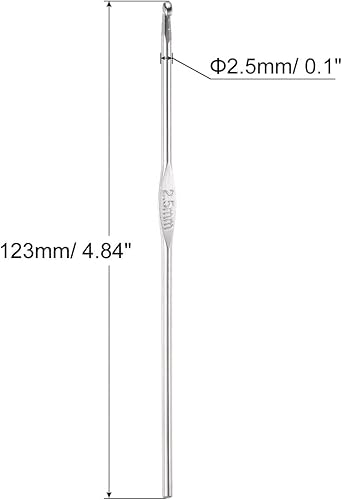 sourcing map Aiguille à Crochet Inox Acier Crochet 2.5mm Tricot Aiguilles pour Bricolage Artisanat Fil 6Pcs - Nail Gallerys