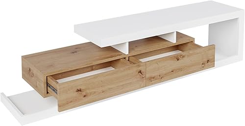 Best Mobilier - Olga - Meuble TV - Bois et Blanc - 198 cm - Style scandinave, Bois/Blanc - Nail Gallerys