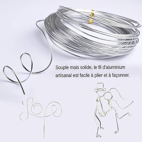 Fil d'artisanat en Aluminium 1mm, Fil Aluminium 30m, Fil Tricotin, Fil d'aluminium, Fil pour Modelage, Flexible Pliable Fil d'argent Pour Bricoler Fabrication de Bijoux (argent) - Nail Gallerys