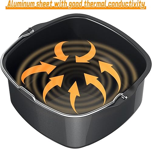 22cm Moule à Pâtisserie pour Friteuses à Air, Baril à Gâteau en Fer Carré, Moules à Muffins Gâteau, Outil Cuisson de Cuisine Air Fryer pour HD9925 HD9860 HD9905/01 Accessoires de Cuisson pour Airfryer - Nail Gallerys