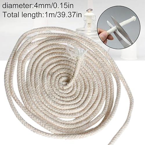 RDNKVB 2pcs Mèche de Remplacement en Coton Mèche Tressée en Coton Mèche de Bougie Ronde pour Lampes à Huile et Bougies - Nail Gallerys
