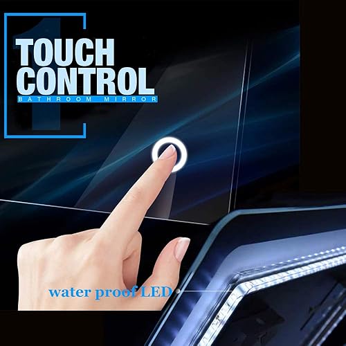 Turefans Miroir de Salle de Bain, Miroir LED, 23W + Blanc Froid (6000K) + IP67 étanche + 60 * 100cm, Montage mural - Nail Gallerys