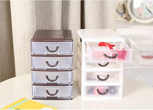 Boîte de Rangement en Plastique Marron à 2 Couches avec Poignée Translucide pour Le Bureau Et La Maison - Nail Gallerys