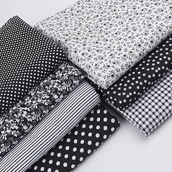 Lot de 7 bandes de coton Fat Quarter - 10 x 100 cm - Différents motifs - Pour patchwork, couture, loisirs créatifs - Nail Gallerys