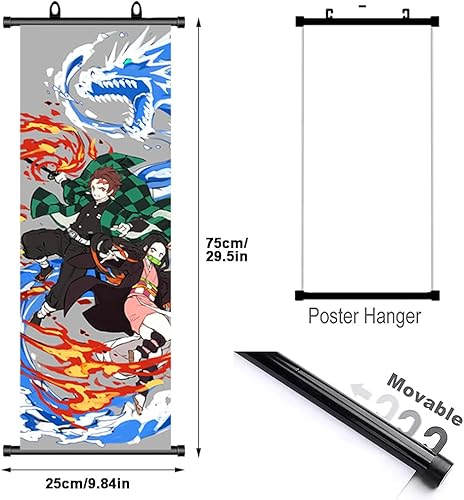 Anime Wall Scroll, 25 * 75cm Poster Manga, Décoration à Thème, Figurine de Jeu en Tissu, Art Esthétique Décor Toile pour Salon, Chambre, Bureau - Nail Gallerys