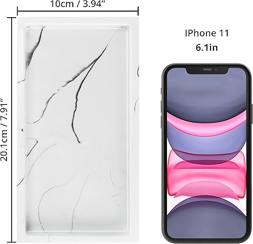 Belle Vous Plateau Bijoux à Motifs Blancs - 20,1 x 10 x 2,2 cm - Mini Plateau en Résine pour Salle de Bains, Cuisine et Coiffeuse - Porte-Parfum, Bague et Bougie Décoratif - Nail Gallerys