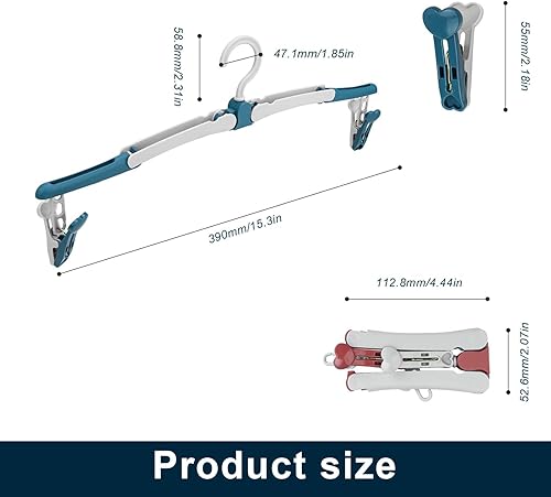 HASLED Lot de 4 Cintres Pliables de Voyage - Rotatifs 360° avec Pinces, Gain de Place pour Valise, Hôtel et Camping - Nail Gallerys