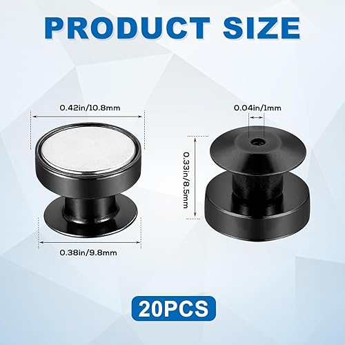 20pcs Dos d'Épingle Magnétique pour Épingle Émail, 10mm Aimants à Dos d'Épingle Convertisseur Broche Métal Gardiens Goupille Verrouillage Cadeaux de Collectionneurs d'Épingles (Noir Brillant) - Nail Gallerys