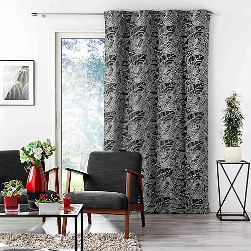 Douceur d'Intérieur, Rideau à Oeillets (140 x 260 cm) Rosalina Bordeaux, Jacquard - Nail Gallerys