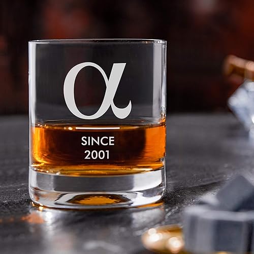 AMAVEL Verre à Whisky avec Gravure Personnalisée Nom et Année, Banderole, 320 ML - Nail Gallerys
