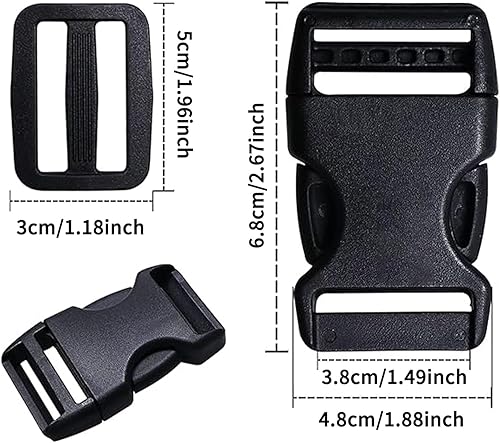 CMBBZZY Lot de 6 boucles de sac à dos en plastique 38 mm avec fermeture à glissière réglable pour sac à main, sac à dos et sangle de bagage Noir, Noir , 38mm - Nail Gallerys