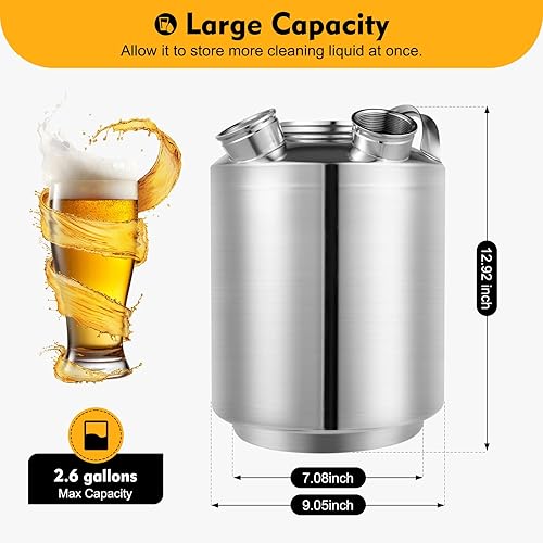 Fût de nettoyage de bière à 3 têtes, récipient de nettoyage de 10 l, en acier inoxydable, appareil de nettoyage pour canalisations de bière, tonneau de bière, machine à bière, récipient de nettoyage - Nail Gallerys