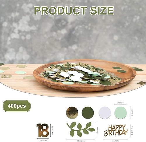 Lot de 400 confettis Happy Birthday - Dorés et verts - Décoration de table pour femme et homme - Fête d'anniversaire (60 ans) - Nail Gallerys