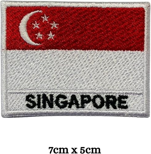 Bebuz Écusson brodé drapeau de Singapour avec nom thermocollant ou à coudre - Patch de réparation en tissu - Patchs militaires tactiques - Emblème - Nail Gallerys