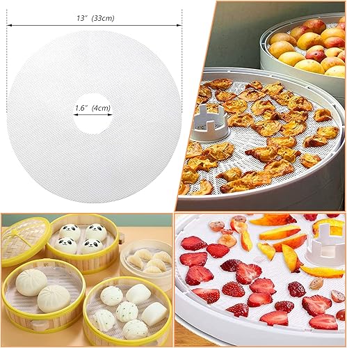 Lot de 8 tapis de déshydrateur en silicone rond anti-adhésif pour déshydrateur alimentaire réutilisable rond en silicone tapis de vapeur en maille filet pour sèche-linge à fruits - Nail Gallerys