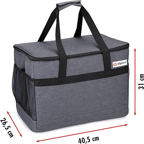 alpina Sac Isotherme 30L - Boîte à Lunch - Isolée - Usage Chaud et Froid - Gris - Nail Gallerys