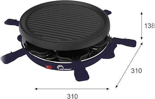 LITTLE BALANCE 8747 Cheese & Fun, Raclette Grill, 2 en 1, Jusqu'à 6 personnes, Sans PFAS, 800 W, Bleu nuit - Nail Gallerys