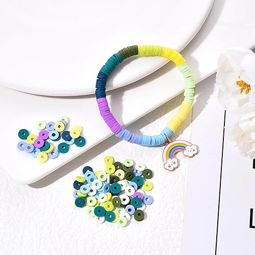 Heishi Lot de 2250 perles plates multicolores en argile polymère de 6 mm Pour collier, bracelet, boucles d'oreilles, disque coloré bohème, accessoires de bracelet, couleurs mélangées (dégradé A) - Nail Gallerys