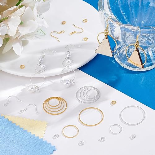 PH PandaHall 484pcs 2 Couleurs Boucles D'Oreilles Perles Créoles Ensemble Anneaux Ouverts Anneaux de Liaison Boucle D'Oreille Connecteurs de Cercle avec Crochets D'Écrous D'Oreille - Nail Gallerys