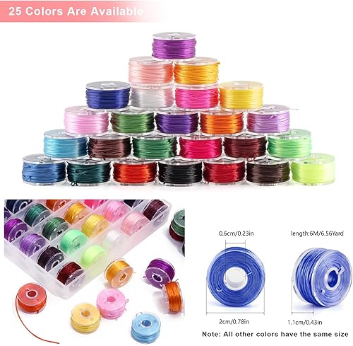 25 Pièces Fil Elastique pour Bracelet, 0.5mm Cristal Cordes, Fil Nylon pour Bracelet Pearl Fabrication de Bijoux, Artisanat, Collier - Nail Gallerys