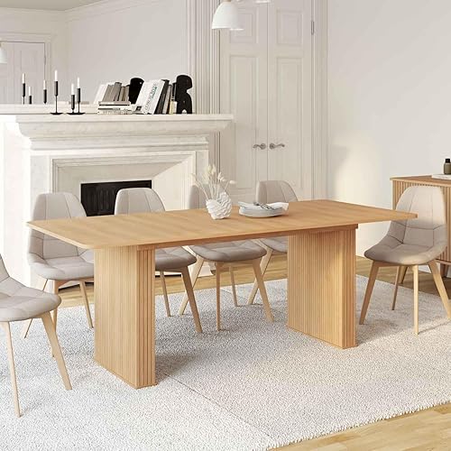 IDMarket - Table à Manger Extensible Rectangle Juliette 6-10 Personnes Pieds Lattes tasseau Bois Coloris chêne 160-200cm - Nail Gallerys