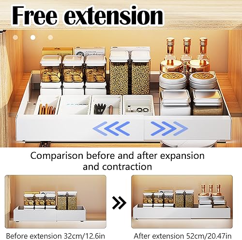 Organisateur De Tiroirs De Cuisine, Tiroir Coulissant Telescopique Cuisine Pour Placard De Cuisine En Largeur De 32cm-52cm étagère à épices Coulissante Organisateur De Tiroirs Inserts De Cuisine - Nail Gallerys
