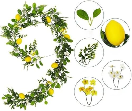 Yuanpgky Guirlande de citrons réalistes de 2,5 m, feuilles de vigne artificielles en soie pour décoration de mariage, maison, fête, cuisine, salon, terrasse, décoration murale - Nail Gallerys