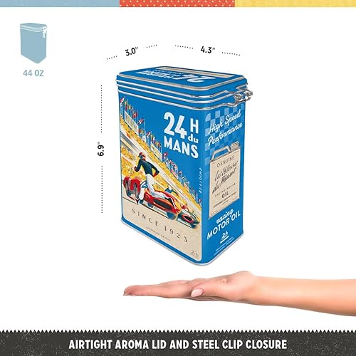 Nostalgic-Art Boîte à café, 1,3 l, 24h Le Mans – Racing Poster Blue – Idée cadeau pour fans de moteur, Official License Product (OLP), récipient avec couvercle aromatique, design vintage - Nail Gallerys