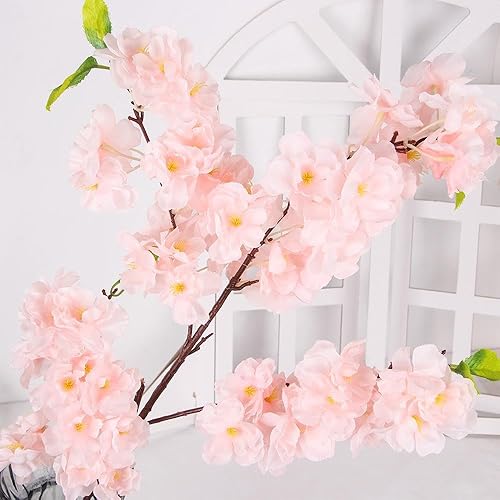 Fleurs de cerisier artificielles en soie, 4 branches de table artificielles en soie, décoration de mariage (blanc) - Nail Gallerys