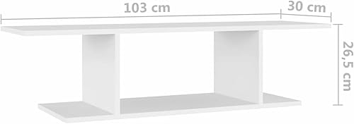 Susany Meuble TV Mural Meuble TV Suspendu Salon Blanc 103x30x26,5 cm - Nail Gallerys