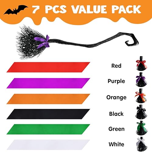 JOYIN 54,5 '' Balai de Sorcière avec Rubans pour Enfants Adulte Halloween Balai de Sorcières pour Femmes, Costume d'Fête, Accessoire de Photomaton, Décorations d'halloween - Nail Gallerys