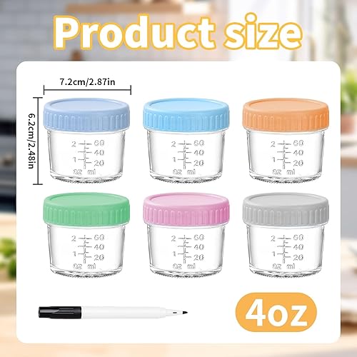 DYUEE Lot de 6 récipients alimentaires en verre de 113,4 g avec couvercles pour aliments pour bébé, petits récipients alimentaires en verre pour nourrissons, passent au congélateur et au micro-ondes - Nail Gallerys