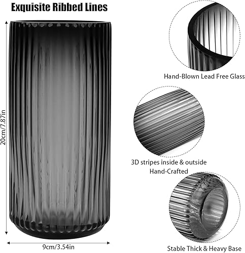 TEUYOE Vase en verre épais de qualité supérieure (vert, hauteur 20 cm) - Nail Gallerys