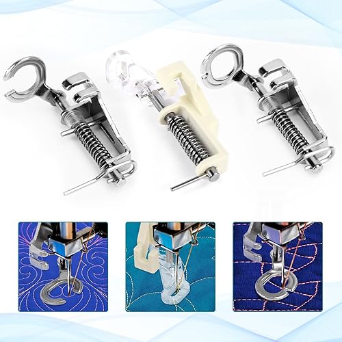 Lot de 3 Grands Pieds Presseurs en Métal pour Reprisage/Mouvement Libre, Comprenant Un Pied de Quilting & Un Bout Ouvert & Un Bout Fermé pour Singer Brother Janome & d'autres Machines à Coudre - Nail Gallerys