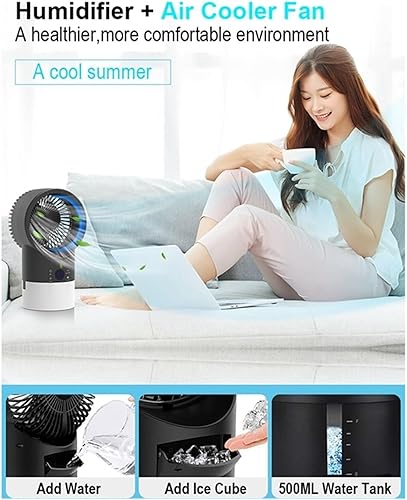 Climatiseur Portable Ventilateur Humidificateur À Brume Fraîche De Climatiseur Portable, Veilleuse De Synchronisation 4 En 1, Petits Ventilateurs De Table Silencieux For Le Bureau Et La Maison Facile - Nail Gallerys