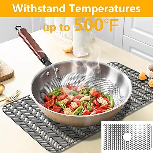 JTNero Tapis d'évier de cuisine en silicone 66 x 35,5 cm antidérapant pour évier résistant à la chaleur pour cuisine et salle de bain (trou supérieur) - Nail Gallerys