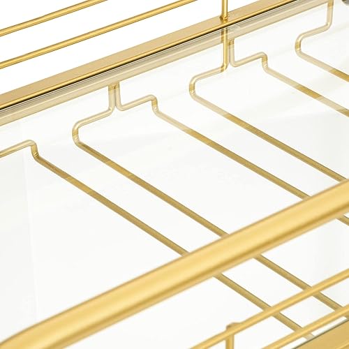 Atmosphera - Desserte Antonella - métal et Verre trempé - doré - H90 cm - Nail Gallerys