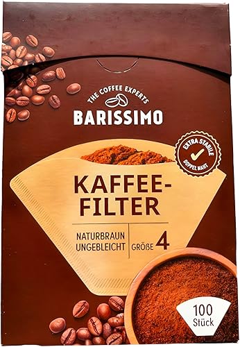 Barissimo Lot de 100 filtres à café en papier, taille 4, marron naturel, double couture - Nail Gallerys