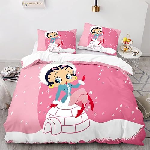 Boop Superstar Parure de lit 135 x 200 cm pour enfant et fille avec housse de couette et taie d'oreiller 80 x 80 cm (P3, 220 x 240 cm + 80 x 80 cm) - Nail Gallerys