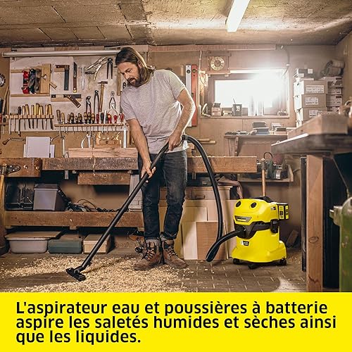 Kärcher Aspirateur Eau & Poussières Sans Fil WD 4-18 Dual, Moteur 36V (2 Batteries 18V Non-Incluses), Cuve 20L, Soufflage, Filtre Plissé Plat, Sac Filtrant Non-Tissé, Tube Aspiration 2,2m, Buse de Sol - Nail Gallerys