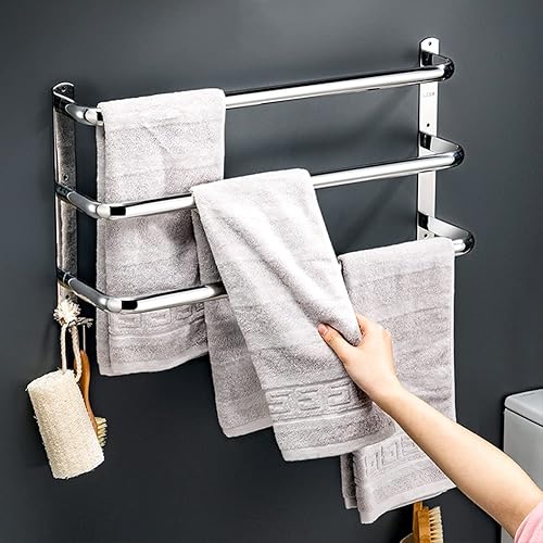 Yeegout Porte-Serviettes en Acier Inoxydable à 3 Niveaux sans perçage pour Porte-Serviettes pour Salle de Bain Cuisine et Toilettes 50cm Argent - Nail Gallerys