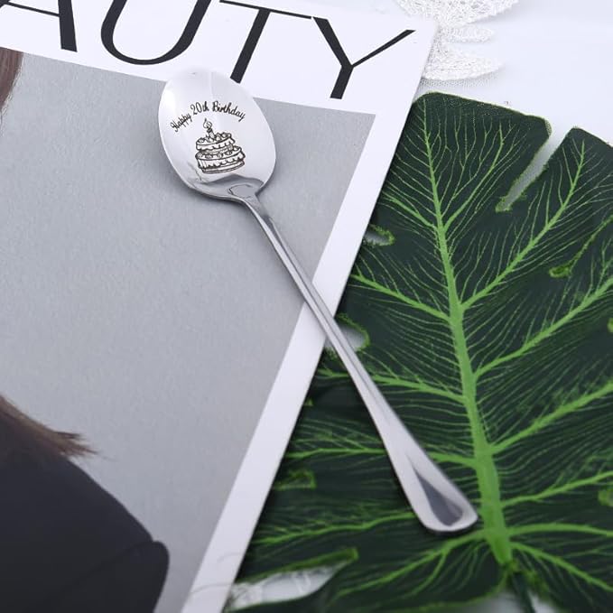 Cuillère de 20e anniversaire pour amie, cadeau d'anniversaire de 20 ans pour petite amie, petit ami, cadeau d'anniversaire pour filles et garçons, cuillère cadeau pour sœur, frère, cadeau de 20 ans - Nail Gallerys