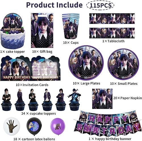 YCWSSB Party Décorations Enfant, 115 PCS Décorations d'Anniversaire Enfant, Set Vaisselle de Fête avec Drapeau d'Anniversaire, Nappe, Ballon, Assiette, Sac Cadeau - Nail Gallerys