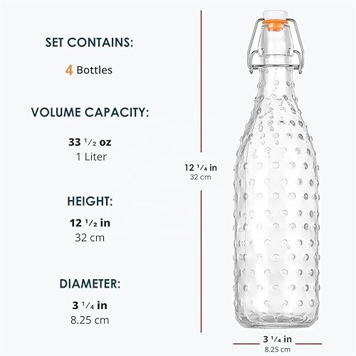 AXIM Bouteilles en verre avec bouchon basculant - 1 litre - Pour brassage, kombucha, boissons, bière, vinaigre, soda, smoothies, kéfir, jus - Nail Gallerys