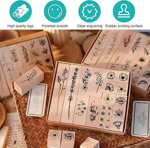 22 tampons en bois, tampons encreur fleurs et alphabet, Tampon en bois pour scrapbooking,fabrication de cartes DIY pour enfants,pour les Invitations, Lettres, Cadeaux - Nail Gallerys