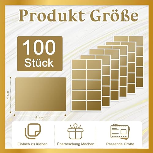 Lot de 100 autocollants à gratter dorés - Grand format - 60 x 40 mm - Étiquettes à gratter - Étiquettes à gratter - Pour fête, bricolage, cadeau, jeux, carte postale - Nail Gallerys