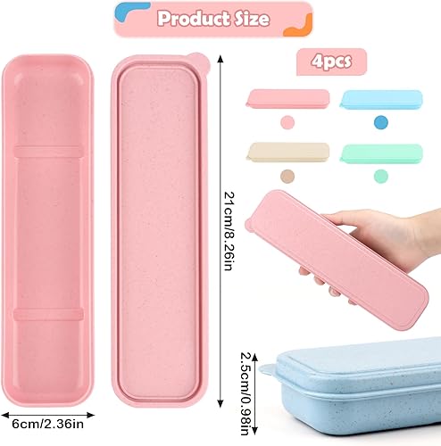 4 Pièces Couverts Portable de Voyage, Étui de Couverts Réutilisable, Boîte de Rangement pour Couverts, Étui de Rangement pour Ustensiles de Voyage, Ustensiles de Camping, pour Travail Voyage l'École - Nail Gallerys