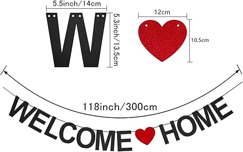 2 pièces Guirlande Welcome Home, Bannière Bienvenue à la Maison Welcome Home Banderole Noir Dorée Bannière Vintage Décorations pour Mariage Fête Party Anniversaire Famille Festival Célébration - Nail Gallerys
