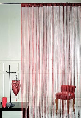 HomeMaison HM69807481 Rideau à Fils Spaghetti Rouge, 90 x 240 cm - Nail Gallerys